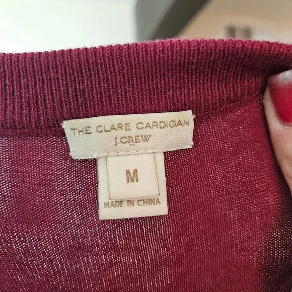J. Crew The Clare Cardigan Sweater Berry Wine Medium - Picture 4 of 5